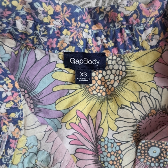 Gap Cotton Poplin Floral PJ Lounge Set Long Sleeve Button Down Drawstring Pant S - Picture 6 of 16